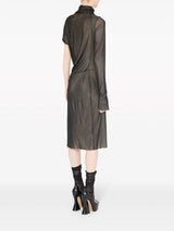 asymmetric ruched midi dress