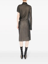 asymmetric ruched midi dress