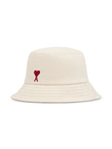 beige cotton ami de coeur embroiderey bucket hat