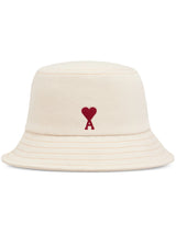 beige cotton ami de coeur embroiderey bucket hat