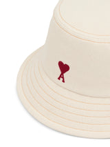 beige cotton ami de coeur embroiderey bucket hat