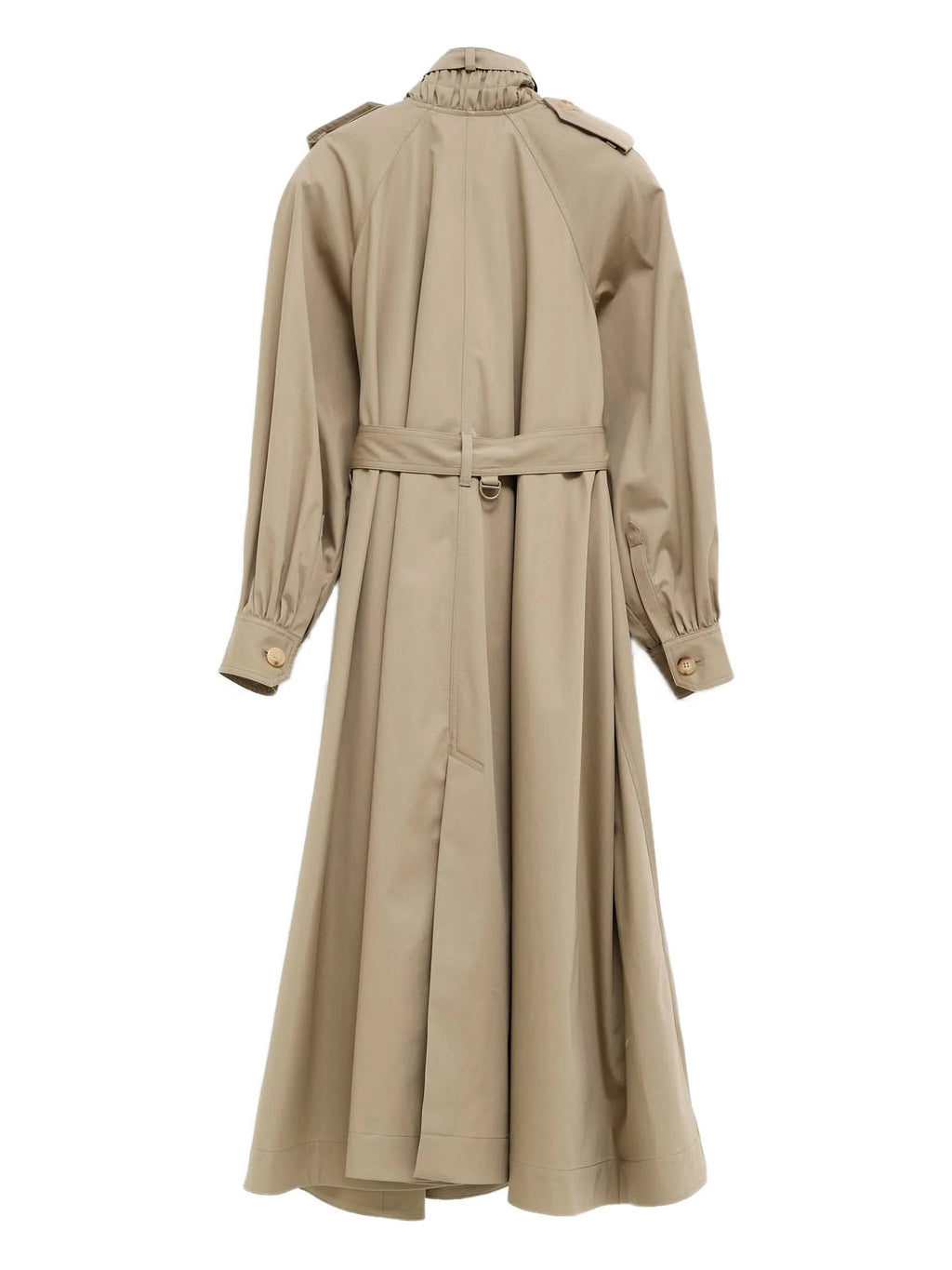 high-neckled long trench coat in cotton gabardine – LISKAFASHION