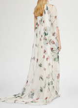 Long Silk Dress with Ruffles