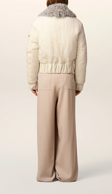 WHITE NYLON PADDED BOMBER