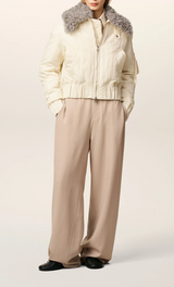 WHITE NYLON PADDED BOMBER
