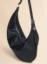 Black leather Dot small hobo bag
