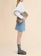 White poplin shirt with cropped drawstring hem