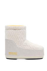 MOON BOOT X GUEST IN RESIDENCE ICON LOW NO LACE WHITE SAND KNIT BOOTS
