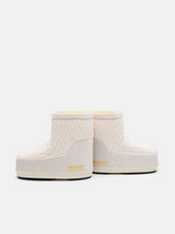 MOON BOOT X GUEST IN RESIDENCE ICON LOW NO LACE WHITE SAND KNIT BOOTS