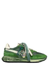 REELWIND SUPER VINTAGE SNEAKERS IN WHITE AND GREEN SUEDE AND NYLON