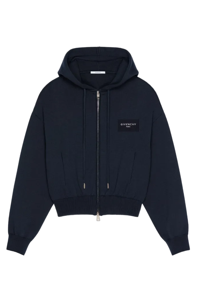 Zipped hoodie in wool and cotton with Givenchy Paris – LISKAFASHION