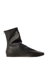 FLAT GLOVE ANKLE BOOTS IN SHINY NAPPA LAMBSKIN