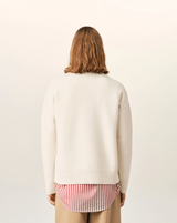 NATURAL CREWNECK WOOL SWEATER WITH AMI DE COEUR