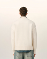 NATURAL WOOL CARDIGAN WITH AMI DE COEUR