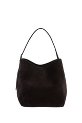 Medium belted suede tote espresso