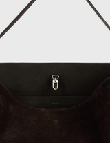 Medium belted suede tote espresso