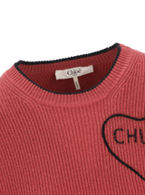 CROPPED FITTED LOGO SWEATER IN A WOOL & CASHMERE KNIT