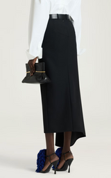 Slashed long skirt in wool