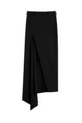 Slashed long skirt in wool