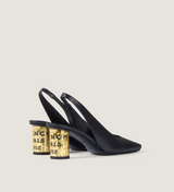 Tape slingbacks in leather