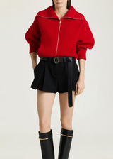 Zipped cardigan in wool and cashmere