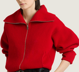 Zipped cardigan in wool and cashmere