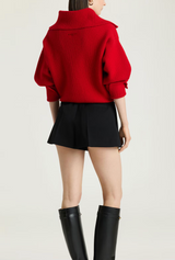 Zipped cardigan in wool and cashmere