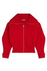 Zipped cardigan in wool and cashmere