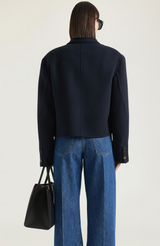 Cropped coat in double face wool and cashmere