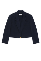 Cropped coat in double face wool and cashmere