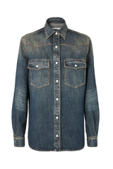 Blue washed denim shirt