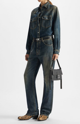 Blue washed denim shirt