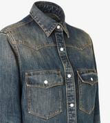 Blue washed denim shirt