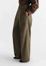 LARGE PLEATED PANTS IN WOOL MOHAIR TOILE