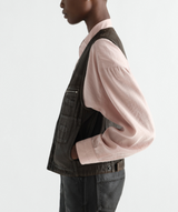 ZIPPED VEST IN COATED BROKEN TWILL