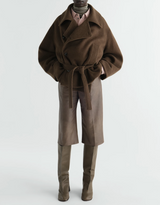 SHORT WRAP COAT IN FELTED WOOL ALPACA