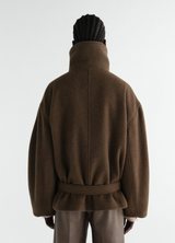 SHORT WRAP COAT IN FELTED WOOL ALPACA