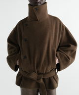 SHORT WRAP COAT IN FELTED WOOL ALPACA