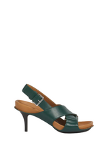 Green leather criss-cross Fussbett pump