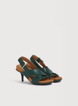 Green leather criss-cross Fussbett pump