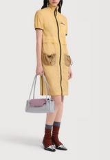 Yellow ripstop zip-front dress