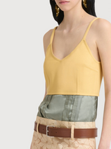 Yellow organza flower dress with satin waist