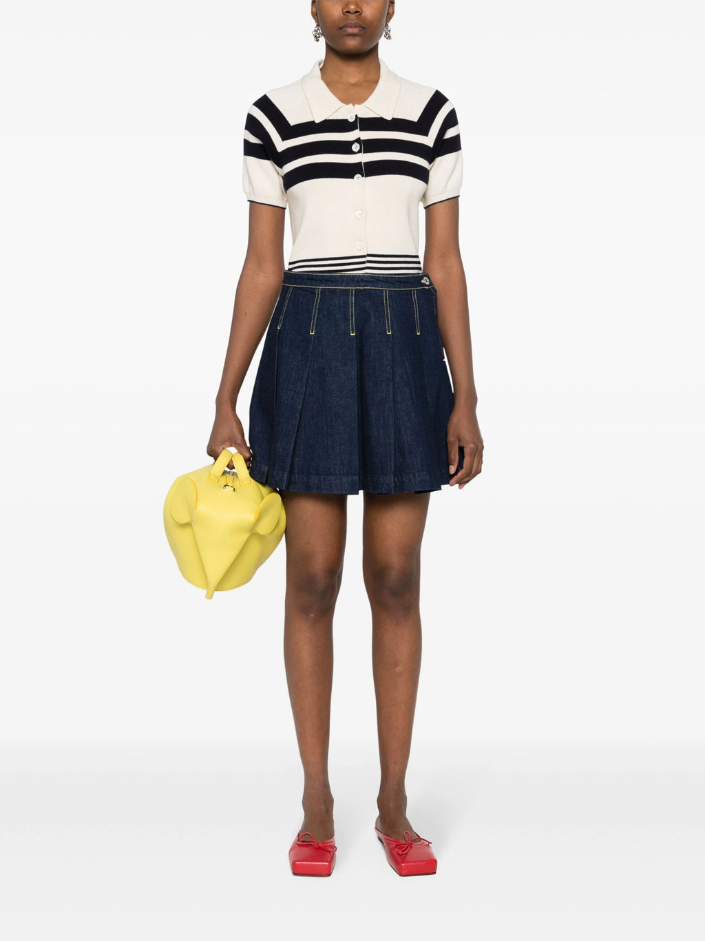 pleated denim mini skirt – LISKAFASHION