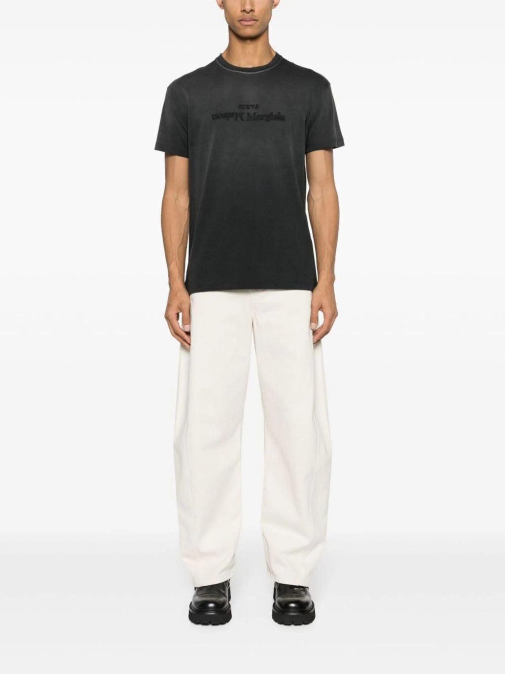 Reverse logo-print cotton T-shirt – LISKAFASHION