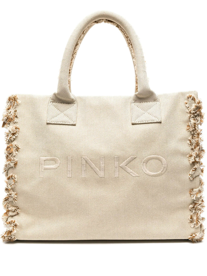 PINKO logo-embroidered beach bag - LISKAFASHION