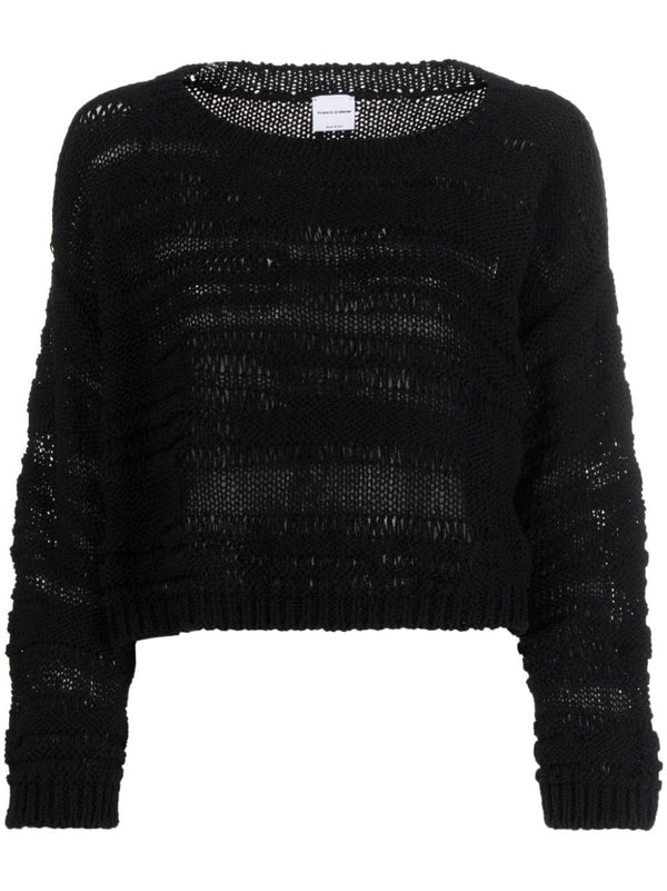 PINKO open-knit cropped cotton blend jumper - LISKAFASHION