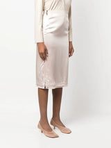 satin - finish gabardine midi skirt - LISKAFASHION