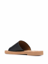 See by Chloé embossed-logo leather slippers - LISKAFASHION