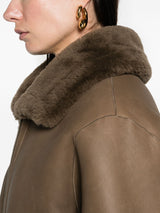spread-collar leather coat - LISKAFASHION
