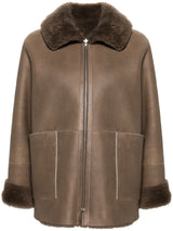 spread-collar leather coat - LISKAFASHION